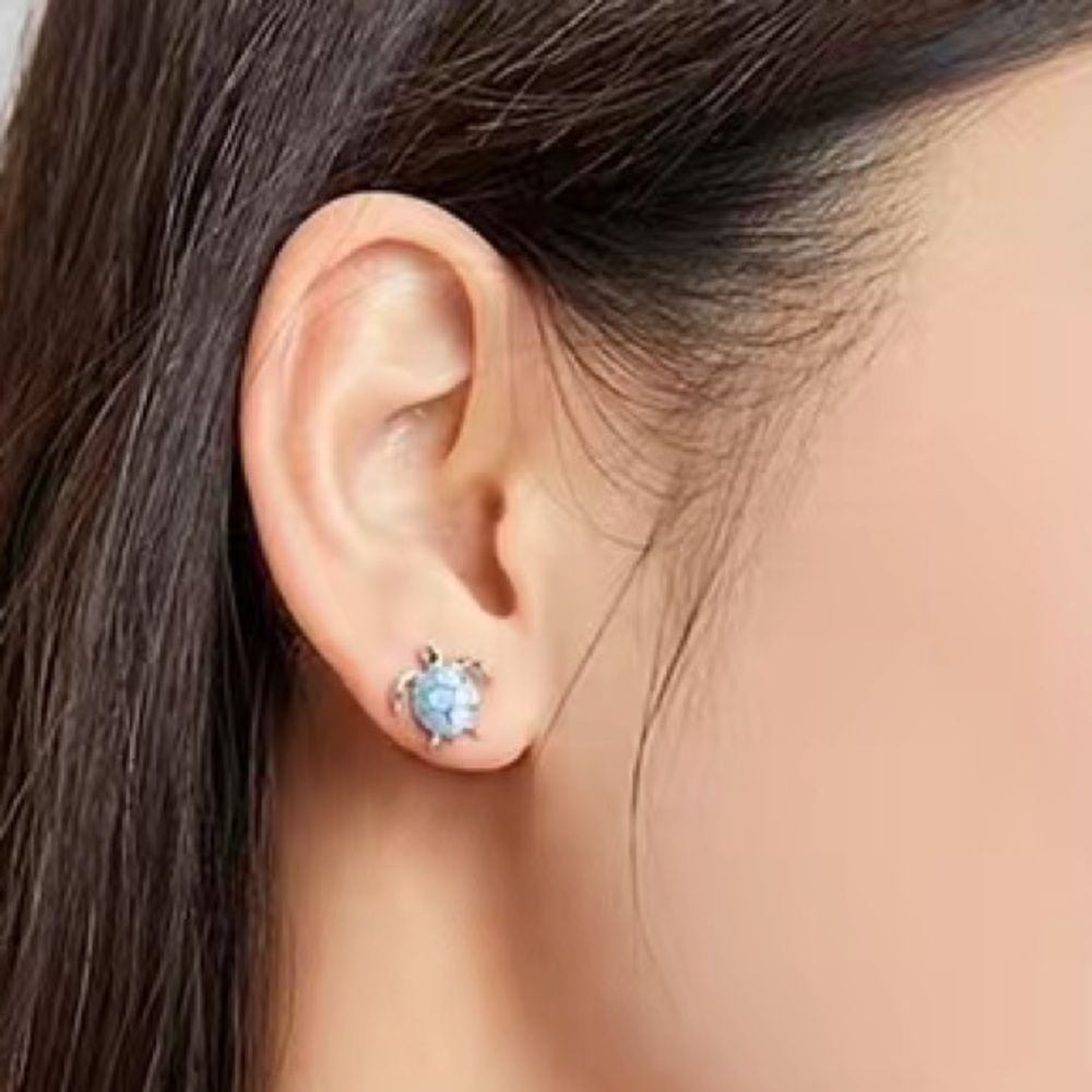 Sea Turtle Stud Earrings 925 Sterling Silver Turtle Earrings Cute Beach NEW